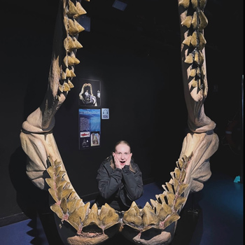 En tjej i ett stort gap