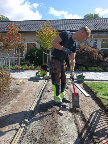 EN ungdom arbeter i tr&auml;dg&aring;rden