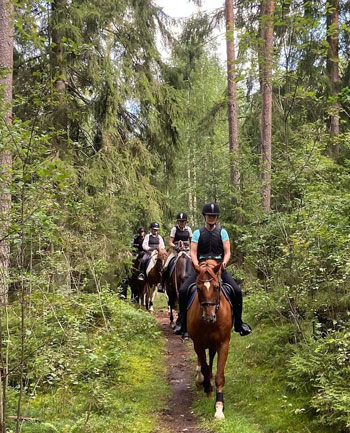 Ryttare rider på rad